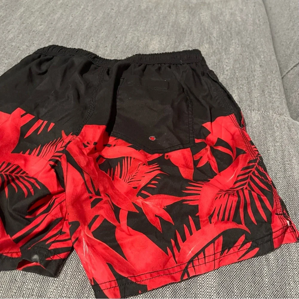 Men’s | Size Small | Swim Trunks | Black & Red